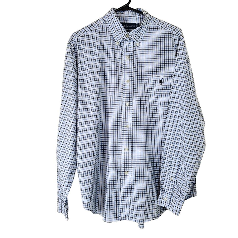 Men's 100% Cotton Ralph Lauren Button Down Plaid Classic Fit Shirt | Size Large - Picture 2 of 9